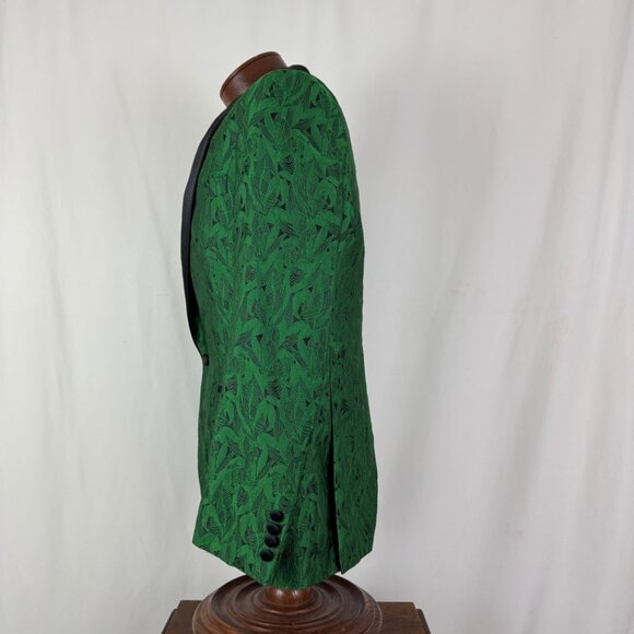 Green Art Deco Tuxedo 36R Small Vest Statement Smoking One Button Jacket VJ-123 - Picture 5 of 14